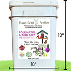 Bird seed and wildflower habitat mix tub, white container with front label
