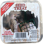 Wild bird suet cake back label in clear tray with feeding and ingredient details