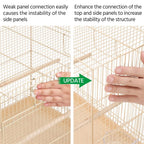 Almond metal cage panels with hands adjusting a connector for stability