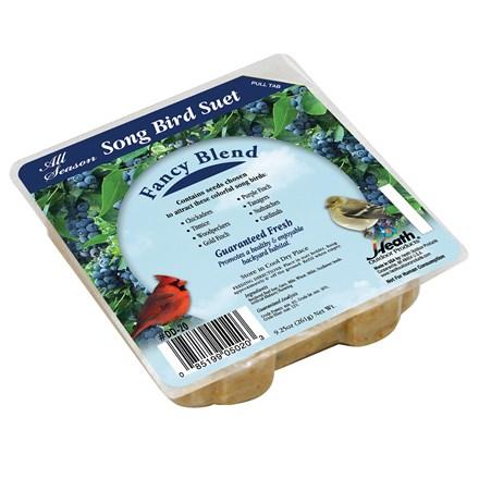 Fancy Blend songbird suet tray with ingredient and bird list label