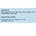 Ingredients and guaranteed analysis text panel for Fancy Blend suet