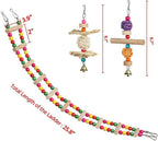 Colorful beaded bird ladder toys with rope and hanging clips