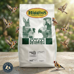 Higgins Supreme Finch food bag with bird graphics and 50 lb label