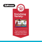 ZuPreem Sensible Seed bag featuring an “Enriching Variety” badge and “No more than 30%” mark