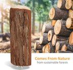 Natural wood bird perch slice with metal screw base and rugged bark texture.