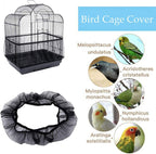 Bird cage seed catcher and guard skirt, black mesh fitted around cage base