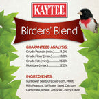 Kaytee Birders' Blend bag panel with guaranteed analysis and ingredients list