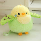 Yellow and green chick bird plush with orange feet and beak, 13 cm
