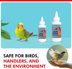 Liquid iodine supplement bottle set with droppers, shown with a small yellow bird