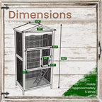 Wood outdoor bird aviary cage with protective roof and double access doors