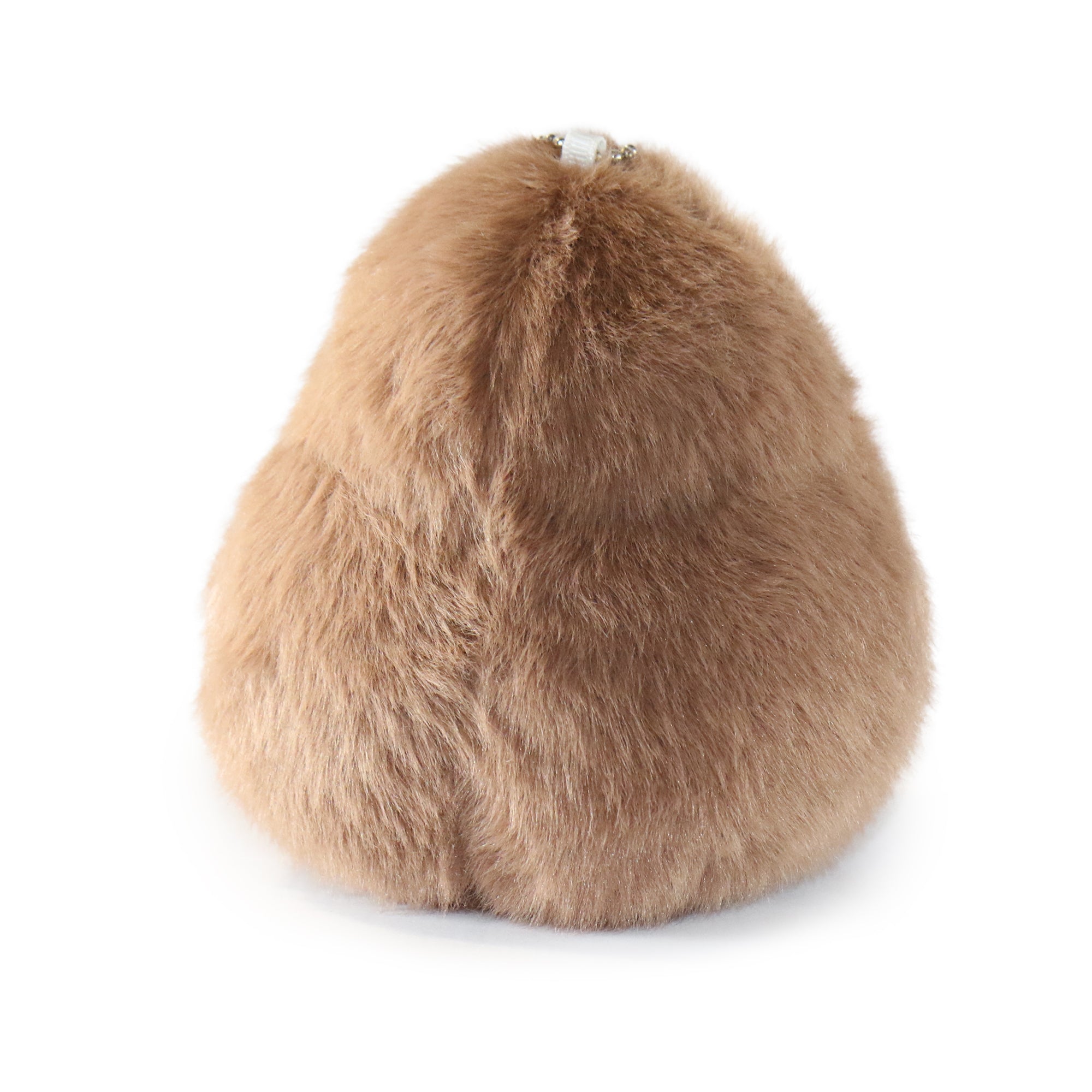 Brown kiwi bird plush, back view with loop tag at top