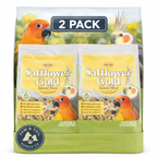 Two-pack safflower blend bird food pouches with conure & cockatiel branding