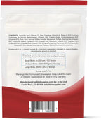 Bird vitamins supplement pouch back with ingredients and feeding directions