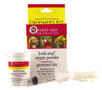 Kwik Stop styptic powder groomer's kit with bottle and applicator.