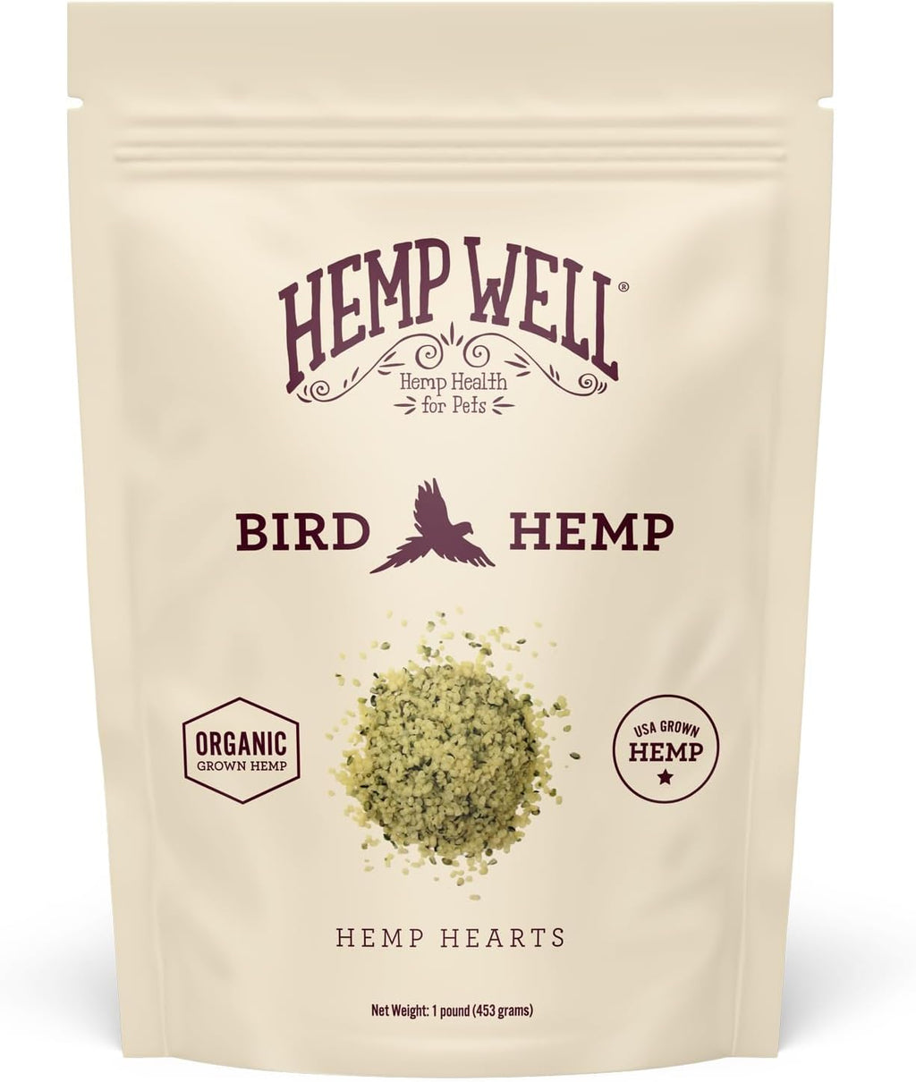 HempWell Bird Hemp hemp hearts resealable bag with USDA grown hemp and organic badge