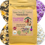 Bird seed meadow mix bag, yellow kraft paper package with colorful label