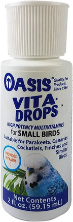 Multivitamin drops supplement bottle for small birds with white ribbed cap