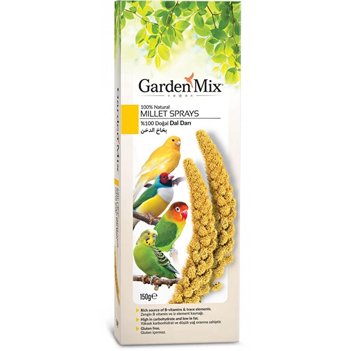 GardenMix natural yellow millet spray hanging treat pouch for small birds, 150 g