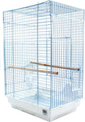 Bird cage with wire design on a white background