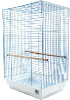 Bird cage with wire design on a white background
