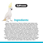 ZuPreem Sensible Seed bag with cockatoo illustration and ingredient list panel