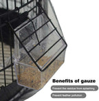 Bird cage seed catcher skirt, black mesh panel with gathered elastic hem
