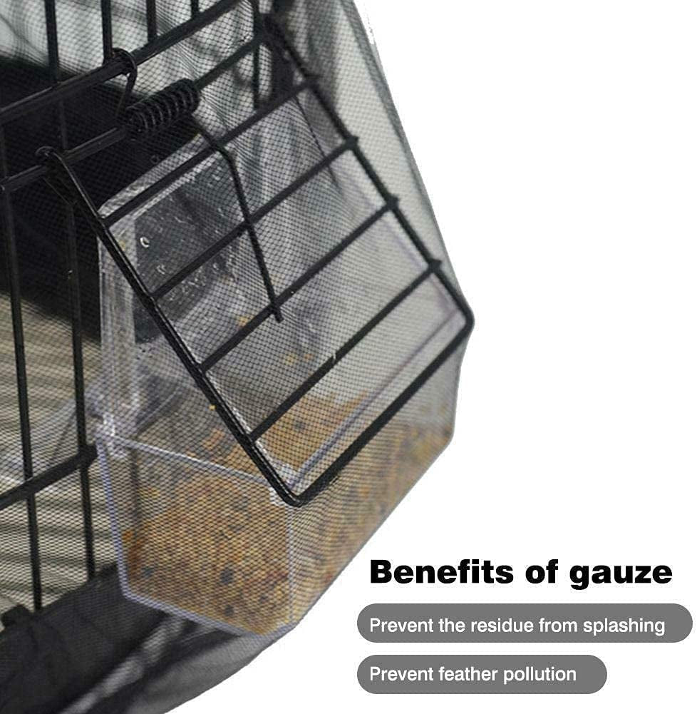 Bird cage seed catcher skirt, black mesh panel with gathered elastic hem
