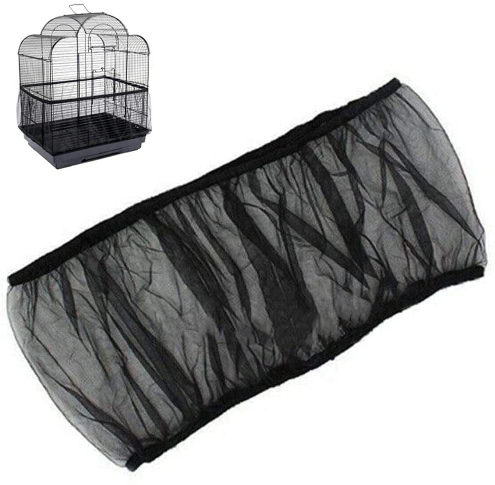 Bird cage seed catcher skirt, black nylon mesh with elastic edge