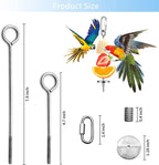 Stainless steel hanging skewer set size diagram for bird feeders