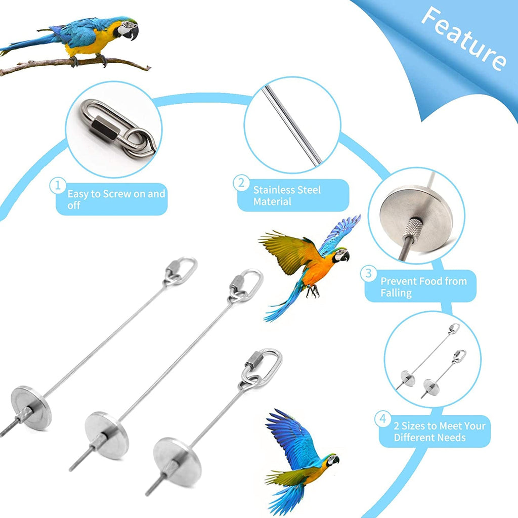 Stainless steel bird skewer set parts with hooks and mounting base
