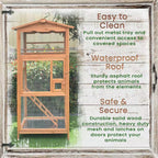 Wood outdoor bird aviary cage with front opening door and wire mesh panels