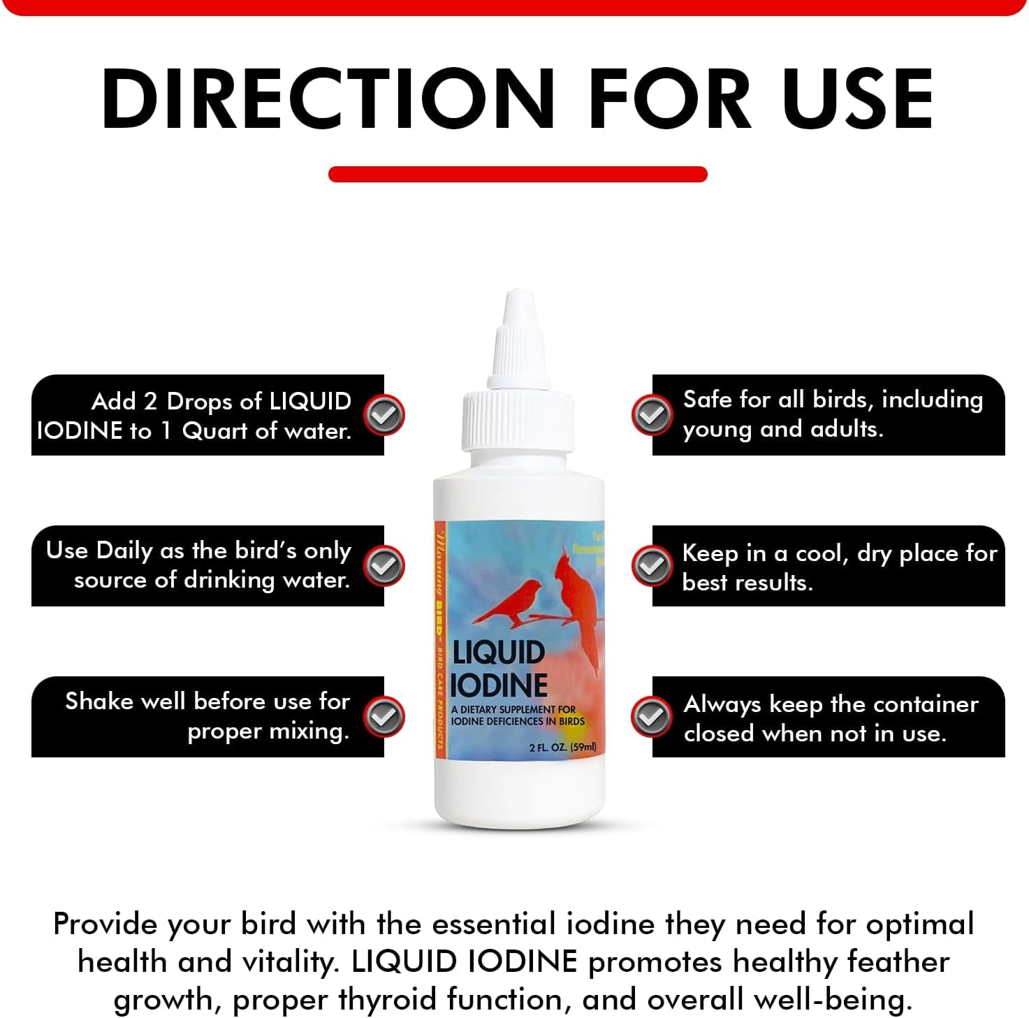 Liquid iodine supplement bottle with dropper, shown centered for directions