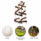 Wooden hanging bird swing with rope hangers and metal bell for cage use