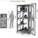 Two-tier split aviary with wire mesh panels, side door, and four rolling wheels